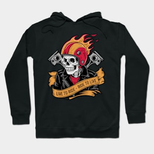 Skeleton Biker | Live to Ride & Ride to Live | T Shirt Design Hoodie